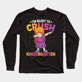 Dabbing Girl Kindergarten Funny Back To School Gift Long Sleeve T-Shirt